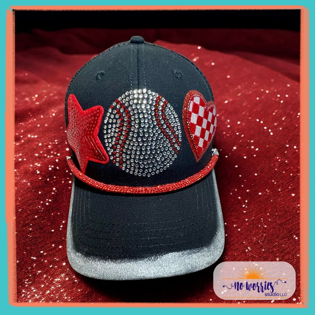 Cap, Baseball Lover, Trendy, Hand-Decorated Custom for Women