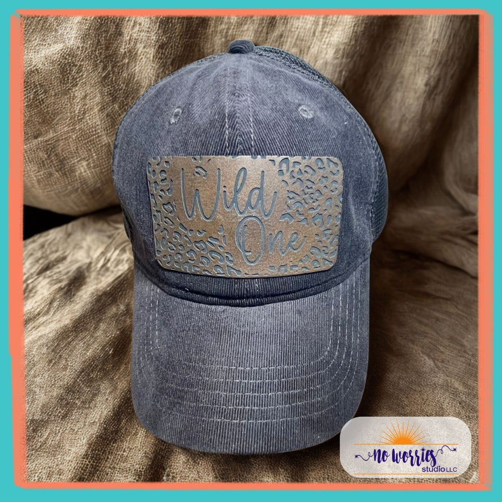 Cap, Wild One Corduroy, Trendy, Hand-Decorated Custom for Women