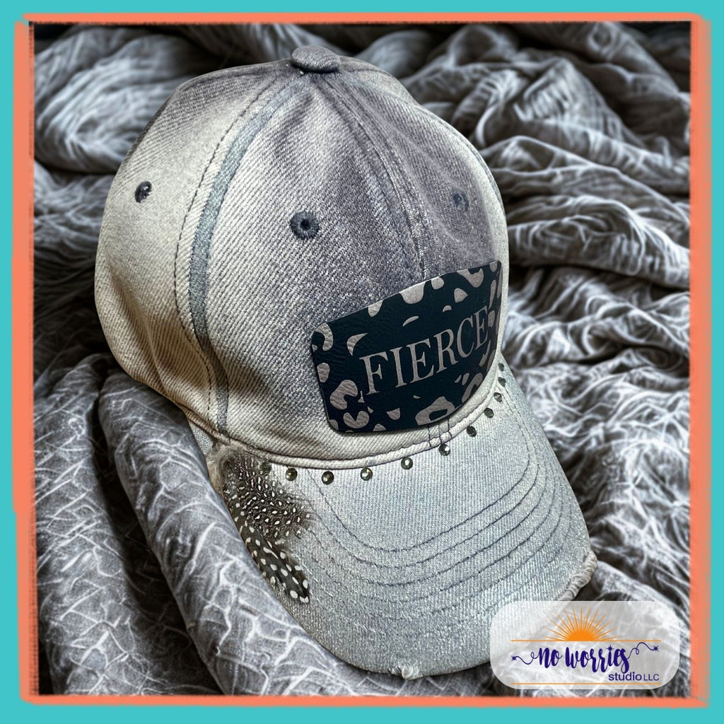 Cap, FIERCE, Trendy, Hand-Decorated Custom for Women