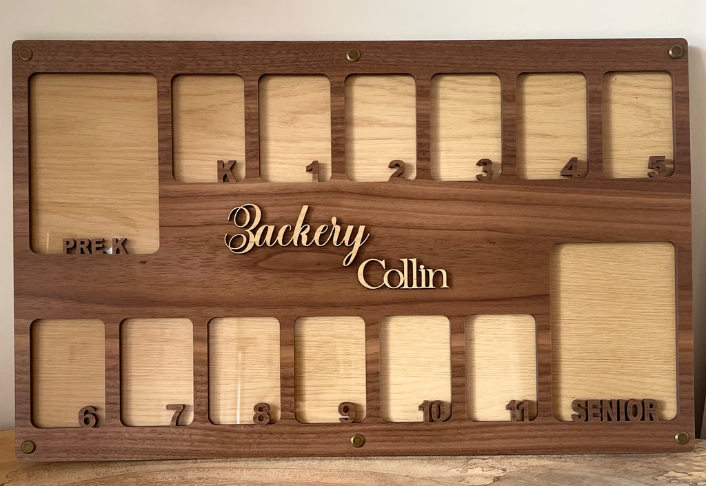 School Years Photo Frame, Personalized, Pre‑K to Senior, 19x12 Wood & Acrylic Display