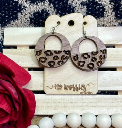Earrings Half Design, Leopard