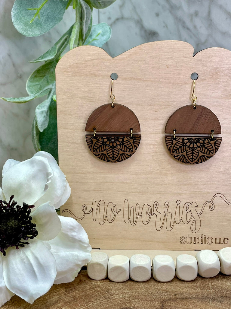 Earrings monogram, mandala round
