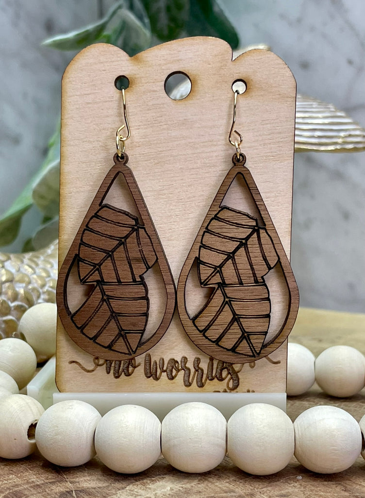 Earrings Palm Twin Leaves