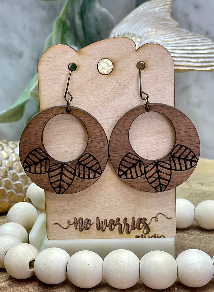 Earrings Palm Trio Leaves