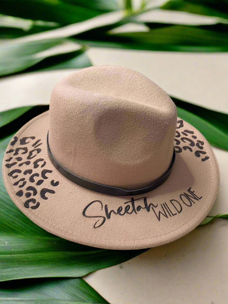 Hat, Felt, Wide-brimmed, Laser engraved