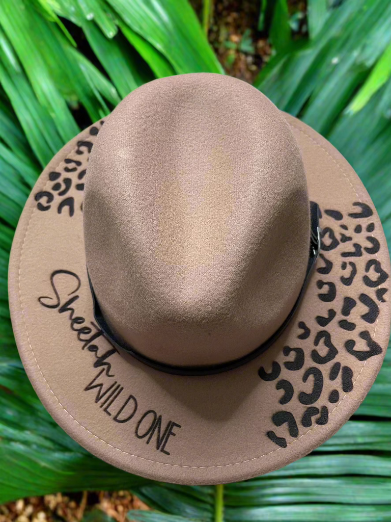 Hat, Felt, Wide-brimmed, Laser engraved