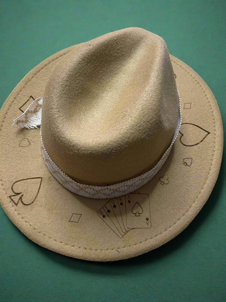Hat, Felt, Wide-brimmed, Laser engraved
