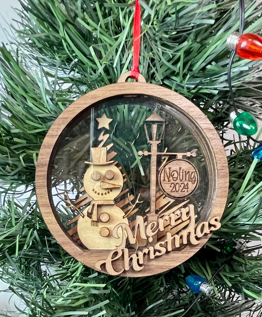 Christmas Ornament - Snowman Globe with Box