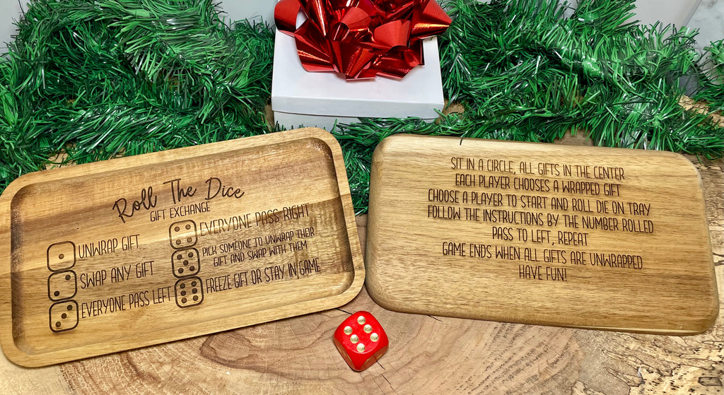 Christmas Decor -Wood Tray, Dice Game