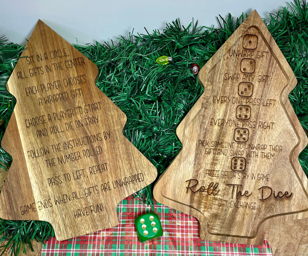Christmas Decor -Wood Tray, Dice Game