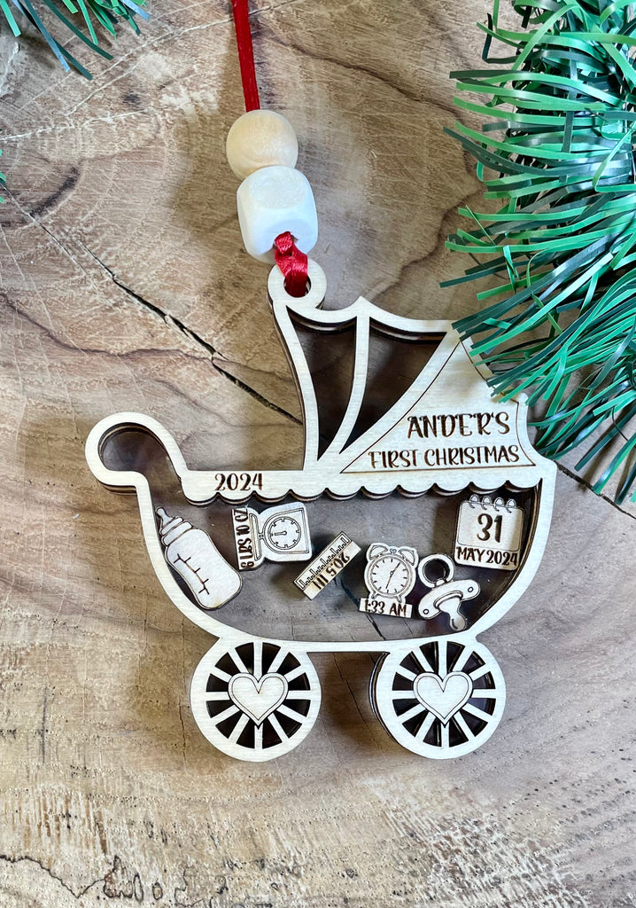 Christmas Ornament- Baby's First Christmas- Carriage