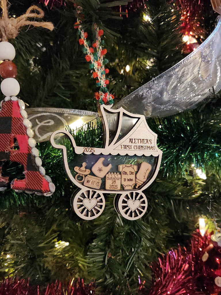 Christmas Ornament- Baby's First Christmas- Carriage